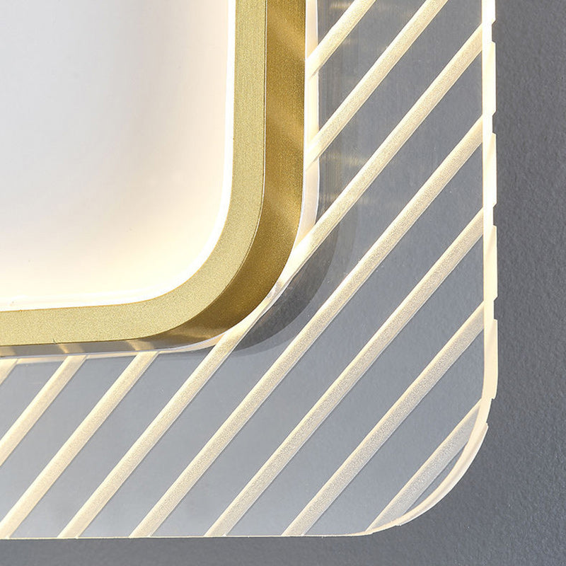 Applique murale LED carrée ronde à rayures en fer acrylique PVC de simplicité moderne pour chevet 