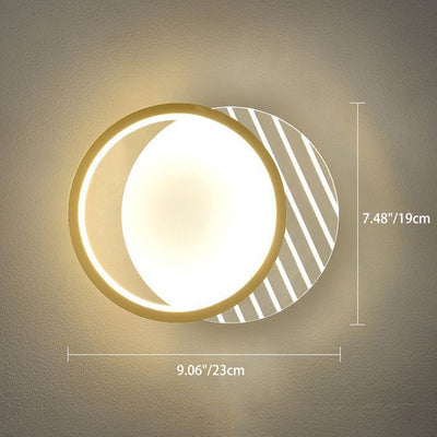 Applique murale LED carrée ronde à rayures en fer acrylique PVC de simplicité moderne pour chevet 