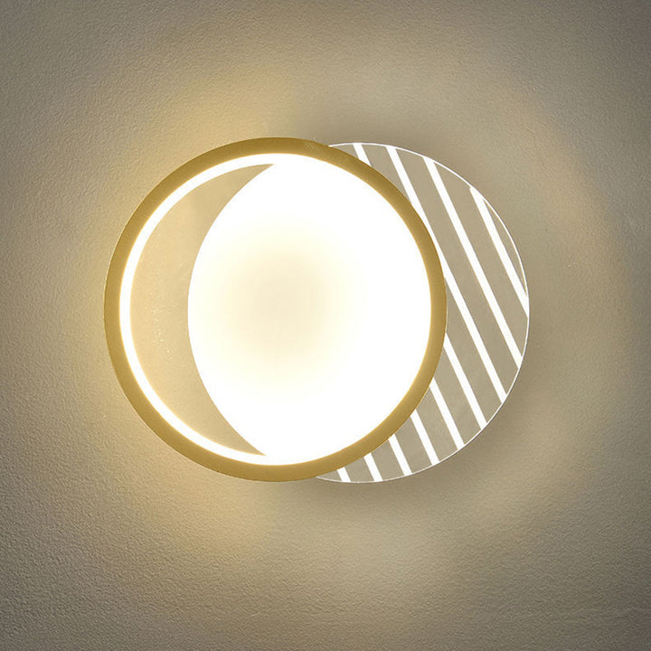 Modern Simplicity Iron Acrylic PVC Square Round Striped LED Wall Sconce Lamp For Bedside