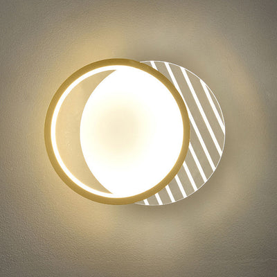 Applique murale LED carrée ronde à rayures en fer acrylique PVC de simplicité moderne pour chevet 