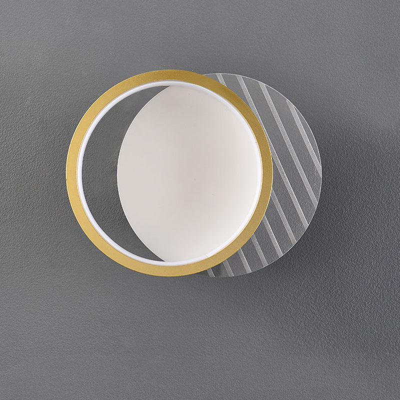 Applique murale LED carrée ronde à rayures en fer acrylique PVC de simplicité moderne pour chevet 