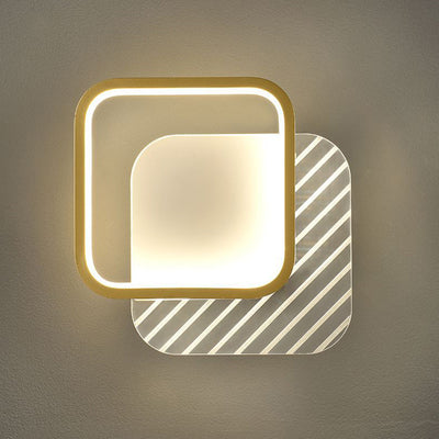 Applique murale LED carrée ronde à rayures en fer acrylique PVC de simplicité moderne pour chevet 