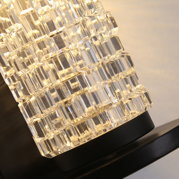 Lámpara de Aplique de Pared LED Cilíndrica de Imitación de Cristal Acrílico de Acero Inoxidable Impermeable de Lujo Moderno para Patio Exterior 