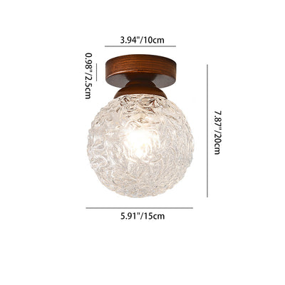Matériel Rétro Contemporain Boule de Verre Fissure de Glace Plafonnier Semi-Encastré à 1 Lumière Pour Couloir 