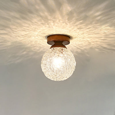 Matériel Rétro Contemporain Boule de Verre Fissure de Glace Plafonnier Semi-Encastré à 1 Lumière Pour Couloir 