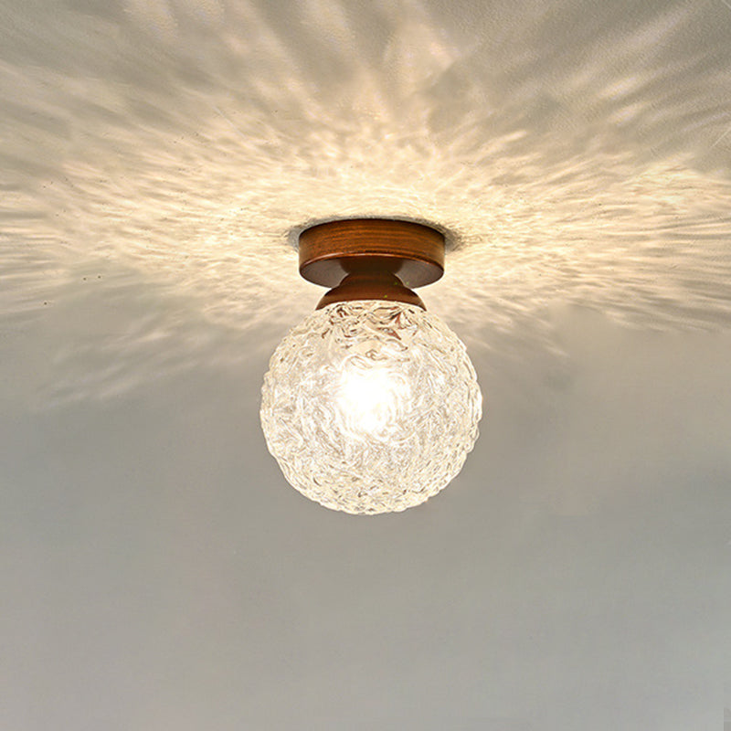 Matériel Rétro Contemporain Boule de Verre Fissure de Glace Plafonnier Semi-Encastré à 1 Lumière Pour Couloir 