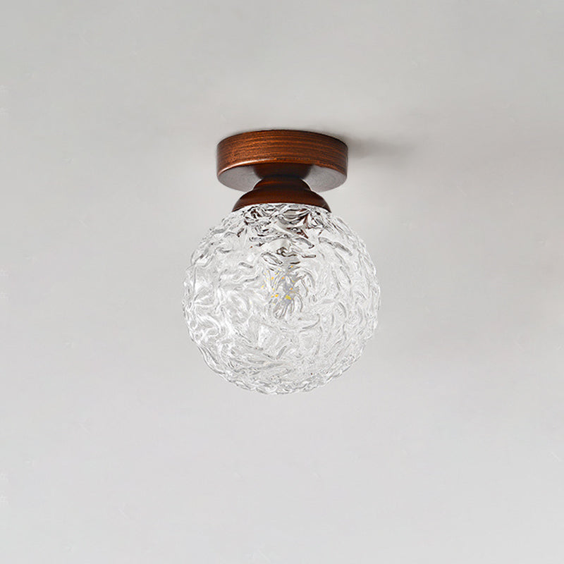 Matériel Rétro Contemporain Boule de Verre Fissure de Glace Plafonnier Semi-Encastré à 1 Lumière Pour Couloir 