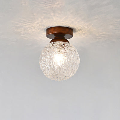 Matériel Rétro Contemporain Boule de Verre Fissure de Glace Plafonnier Semi-Encastré à 1 Lumière Pour Couloir 