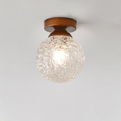 Matériel Rétro Contemporain Boule de Verre Fissure de Glace Plafonnier Semi-Encastré à 1 Lumière Pour Couloir 