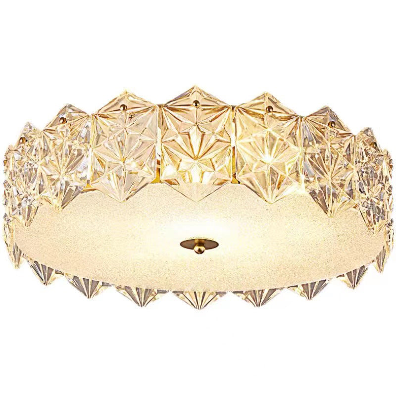 Lumière de plafond semi-encastrée contemporaine en verre de luxe aluminium fer rond flocon de neige givré 5/6/8 pour chambre 