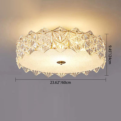 Luz de techo semiempotrada de lujo contemporáneo de vidrio, aluminio y hierro redondo con 5/6/8 luces en forma de copo de nieve esmerilado para dormitorio 