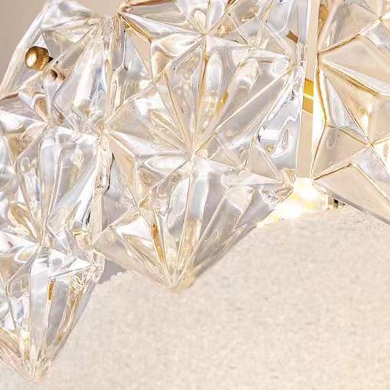 Lumière de plafond semi-encastrée contemporaine en verre de luxe aluminium fer rond flocon de neige givré 5/6/8 pour chambre 