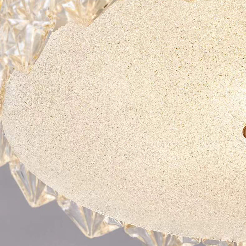 Lumière de plafond semi-encastrée contemporaine en verre de luxe aluminium fer rond flocon de neige givré 5/6/8 pour chambre 