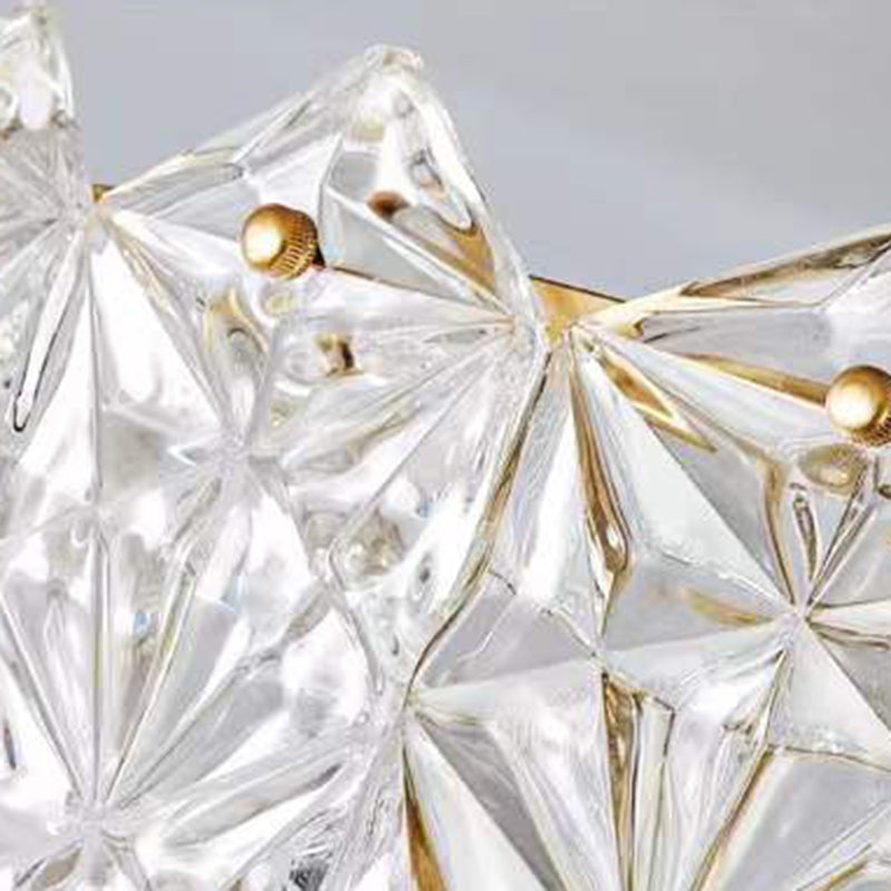 Lumière de plafond semi-encastrée contemporaine en verre de luxe aluminium fer rond flocon de neige givré 5/6/8 pour chambre 