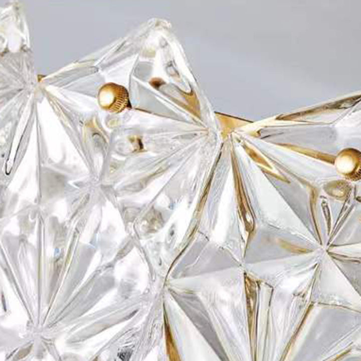 Lumière de plafond semi-encastrée contemporaine en verre de luxe aluminium fer rond flocon de neige givré 5/6/8 pour chambre 