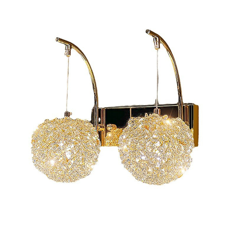 Modern Luxury Hardware Crystal Ball Diamond 1/2 Light Wall Sconce Lamp For Bedside