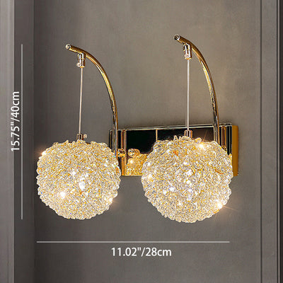 Modern Luxury Hardware Crystal Ball Diamond 1/2 Light Wall Sconce Lamp For Bedside
