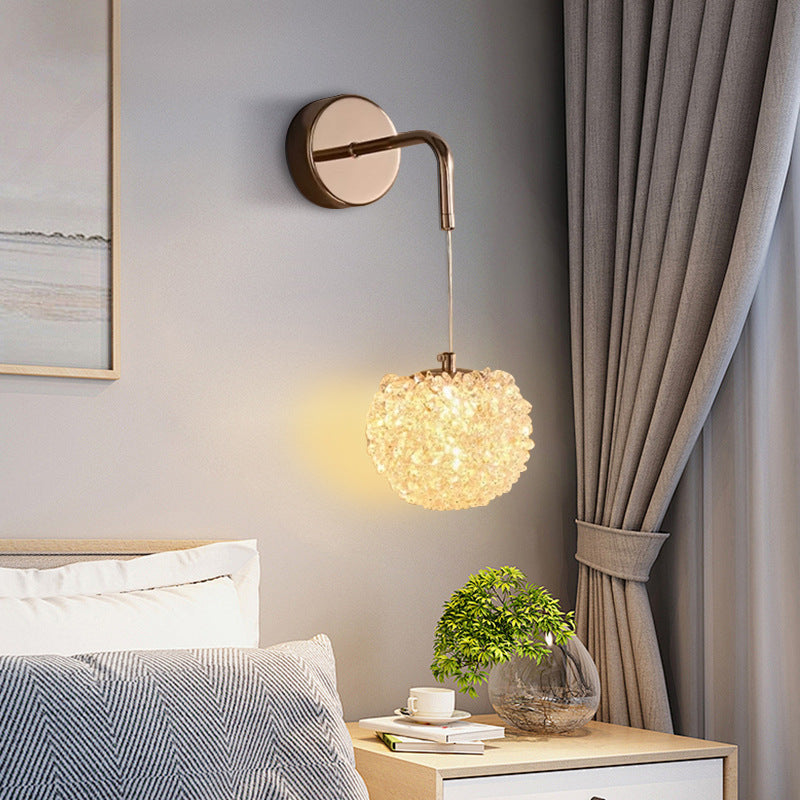 Modern Luxury Hardware Crystal Ball Diamond 1/2 Light Wall Sconce Lamp For Bedside