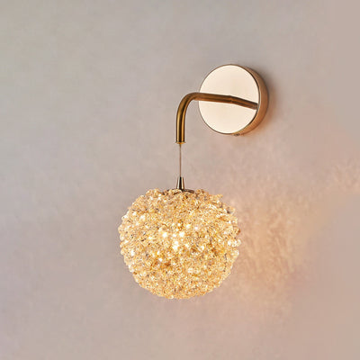 Modern Luxury Hardware Crystal Ball Diamond 1/2 Light Wall Sconce Lamp For Bedside
