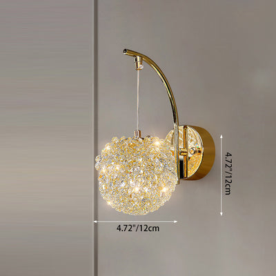 Modern Luxury Hardware Crystal Ball Diamond 1/2 Light Wall Sconce Lamp For Bedside