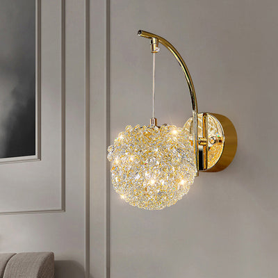 Modern Luxury Hardware Crystal Ball Diamond 1/2 Light Wall Sconce Lamp For Bedside