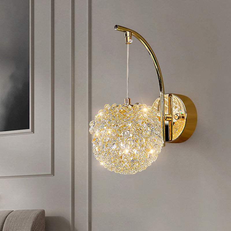 Modern Luxury Hardware Crystal Ball Diamond 1/2 Light Wall Sconce Lamp For Bedside