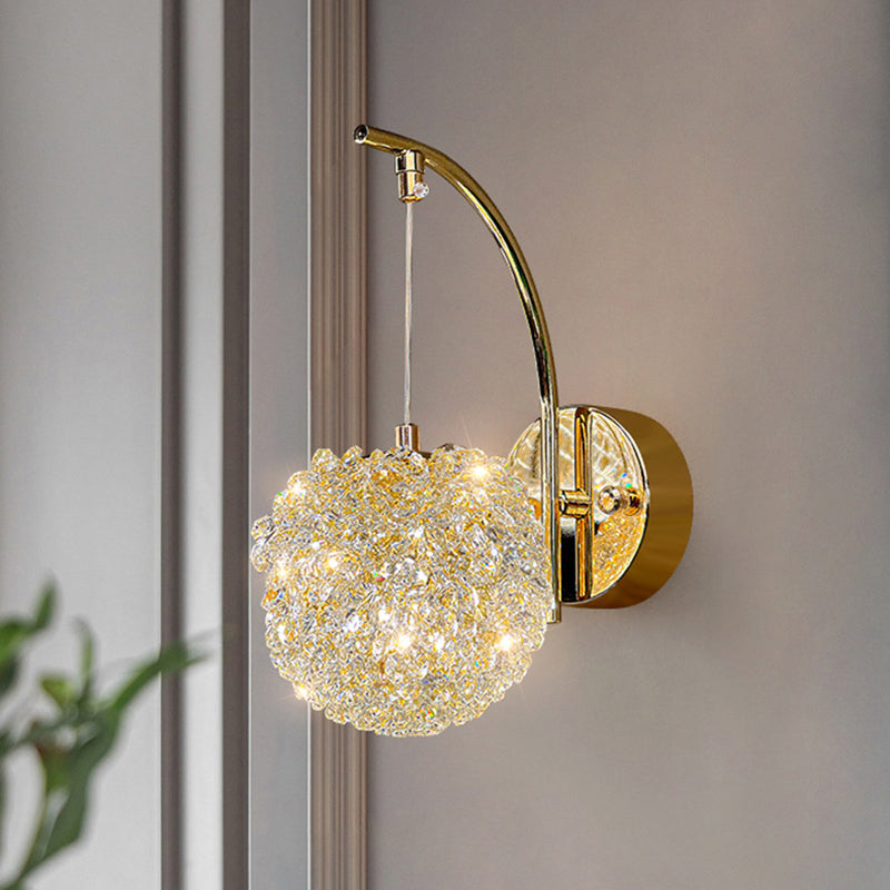 Modern Luxury Hardware Crystal Ball Diamond 1/2 Light Wall Sconce Lamp For Bedside