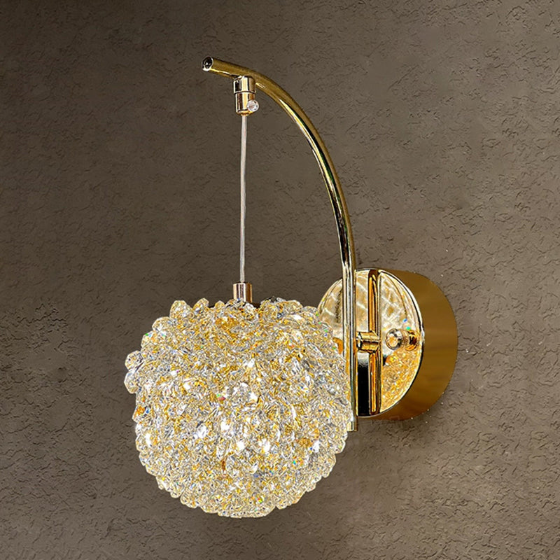 Modern Luxury Hardware Crystal Ball Diamond 1/2 Light Wall Sconce Lamp For Bedside