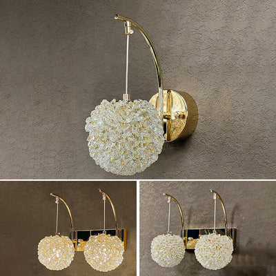 Modern Luxury Hardware Crystal Ball Diamond 1/2 Light Wall Sconce Lamp For Bedside