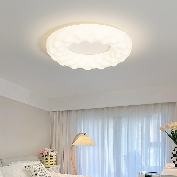 Luz de techo empotrada LED redonda de galleta de nube de hierro francés tradicional para dormitorio 