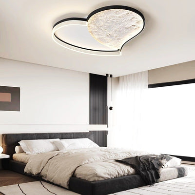 Contemporary Scandinavian Iron Acrylic Round Cloud Heart Moon LED Flush Mount Ceiling Light For Bedroom