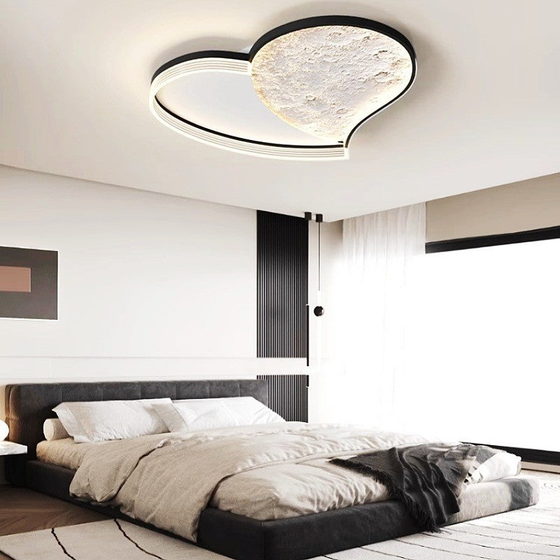 Contemporary Scandinavian Iron Acrylic Round Cloud Heart Moon LED Flush Mount Ceiling Light For Bedroom
