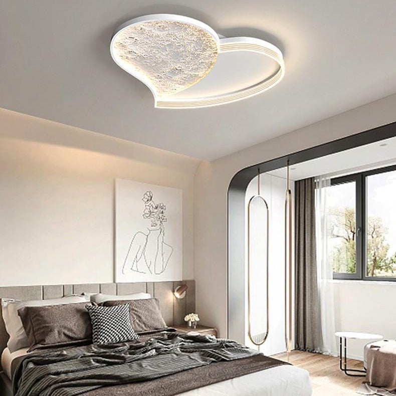 Contemporary Scandinavian Iron Acrylic Round Cloud Heart Moon LED Flush Mount Ceiling Light For Bedroom
