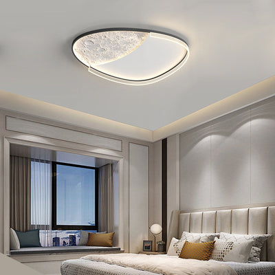 Contemporary Scandinavian Iron Acrylic Round Cloud Heart Moon LED Flush Mount Ceiling Light For Bedroom