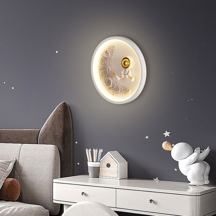 Lampe murale LED contemporaine nordique en fer acrylique résine pour enfants avec astronaute lune nuage rond cœur pour chevet 