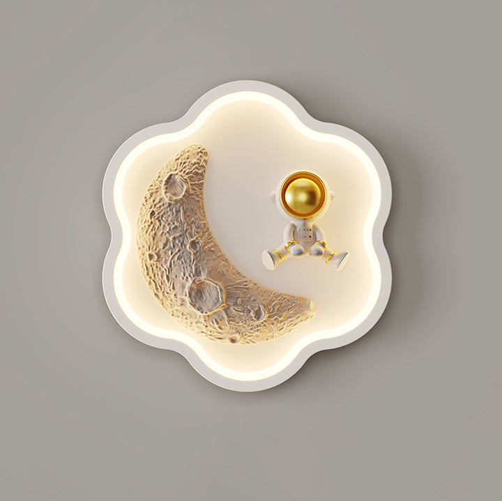 Lampe murale LED contemporaine nordique en fer acrylique résine pour enfants avec astronaute lune nuage rond cœur pour chevet 