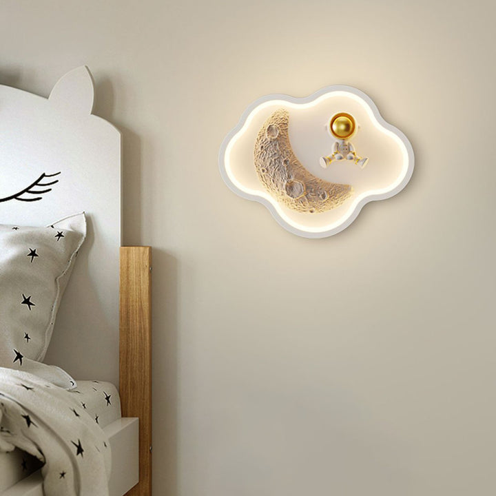 Lampe murale LED contemporaine nordique en fer acrylique résine pour enfants avec astronaute lune nuage rond cœur pour chevet 