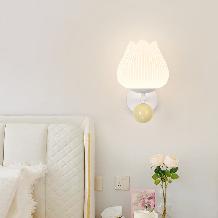 Applique murale 1 lumière contemporaine nordique en fer PE orchidée rayée pour chevet 