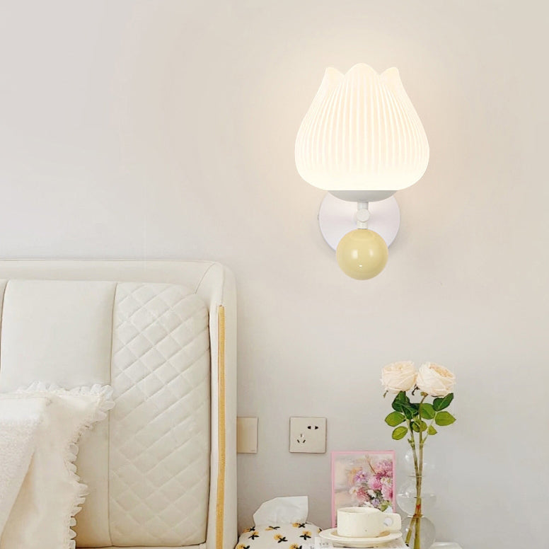 Applique murale 1 lumière contemporaine nordique en fer PE orchidée rayée pour chevet 