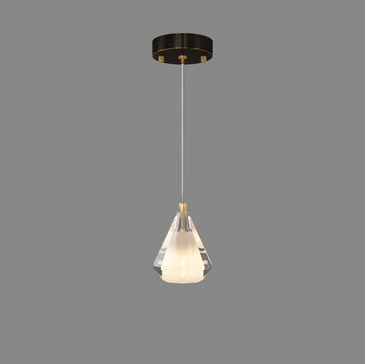 Modern Luxury Brass Crystal Triangle Diamond 1/2/3 Light Pendant Light For Bedside