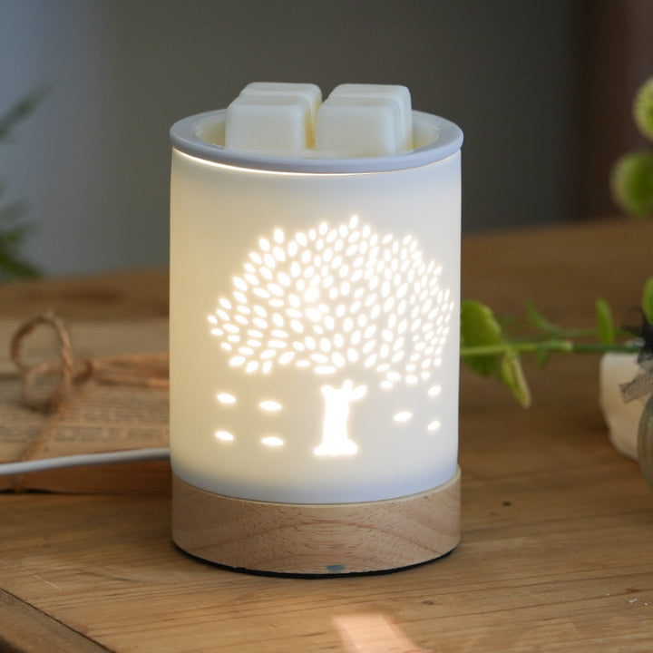Lampe de table en céramique nordique contemporaine avec lettre en bois et papillon creux, cylindre à 1 lumière pour faire fondre la cire, pour table de chevet 