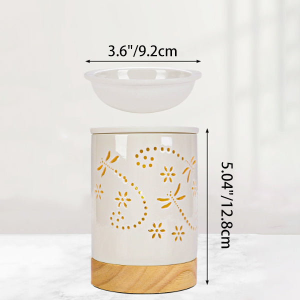 Lampe de table en céramique nordique contemporaine avec lettre en bois et papillon creux, cylindre à 1 lumière pour faire fondre la cire, pour table de chevet 