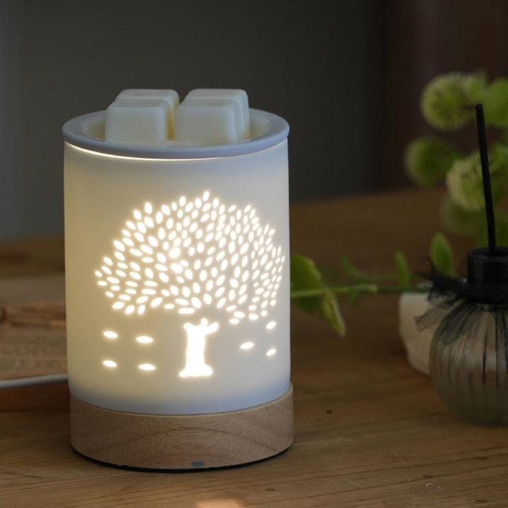 Lampe de table en céramique nordique contemporaine avec lettre en bois et papillon creux, cylindre à 1 lumière pour faire fondre la cire, pour table de chevet 