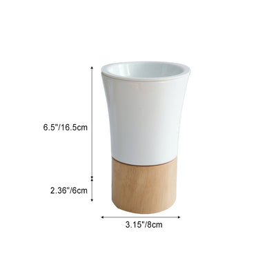 Lampe de Table en Cire Fondante à 1 Lumière avec Cylindre en Bois Céramique à Rayures Simplicité Moderne pour Chevet 