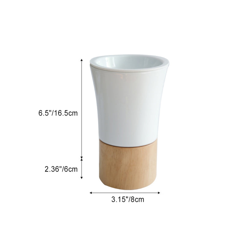 Lampe de Table en Cire Fondante à 1 Lumière avec Cylindre en Bois Céramique à Rayures Simplicité Moderne pour Chevet 