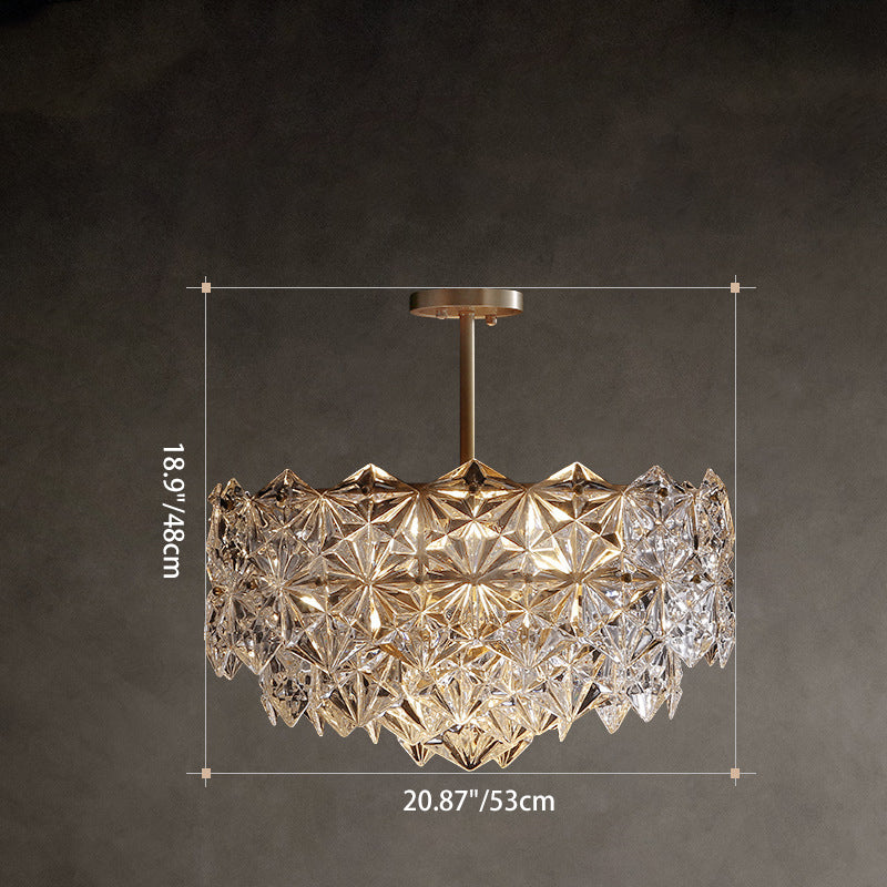 Modern Luxury Brass Crystal Glass Diamond Snowflake 6/7/10 Light Chandeliers For Bedroom