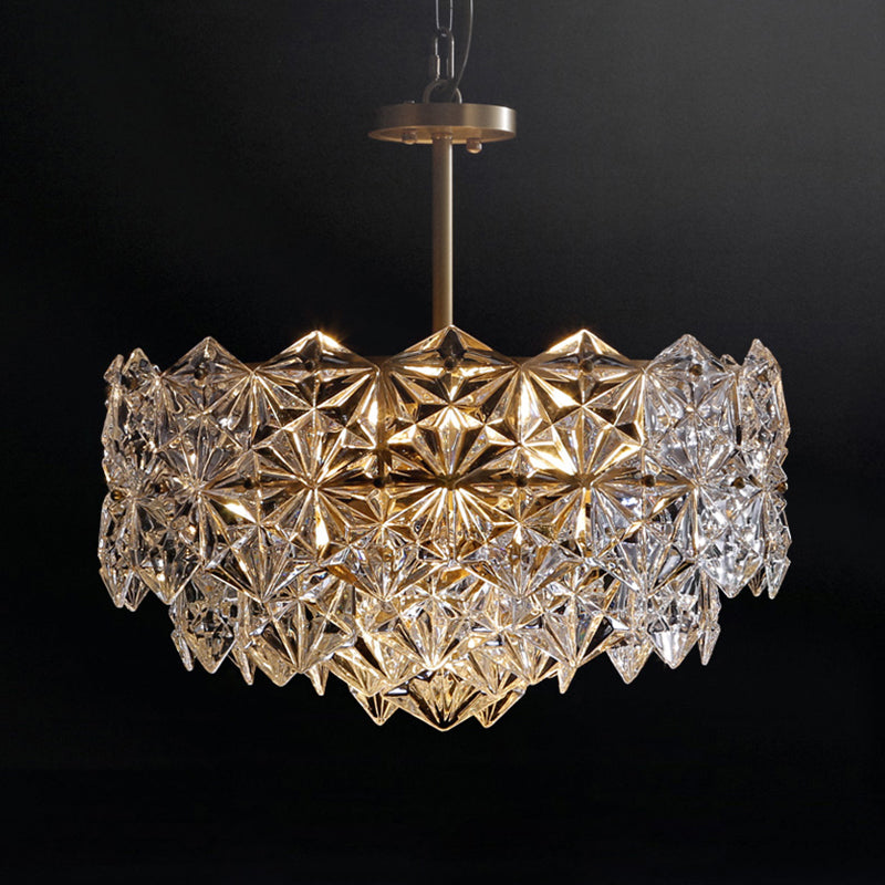 Modern Luxury Brass Crystal Glass Diamond Snowflake 6/7/10 Light Chandeliers For Bedroom