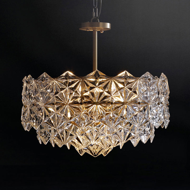 Modern Luxury Brass Crystal Glass Diamond Snowflake 6/7/10 Light Chandeliers For Bedroom
