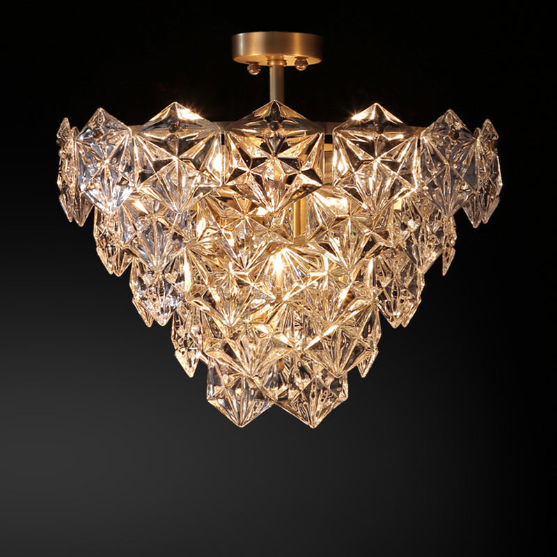 Modern Luxury Brass Crystal Glass Diamond Snowflake 6/7/10 Light Chandeliers For Bedroom