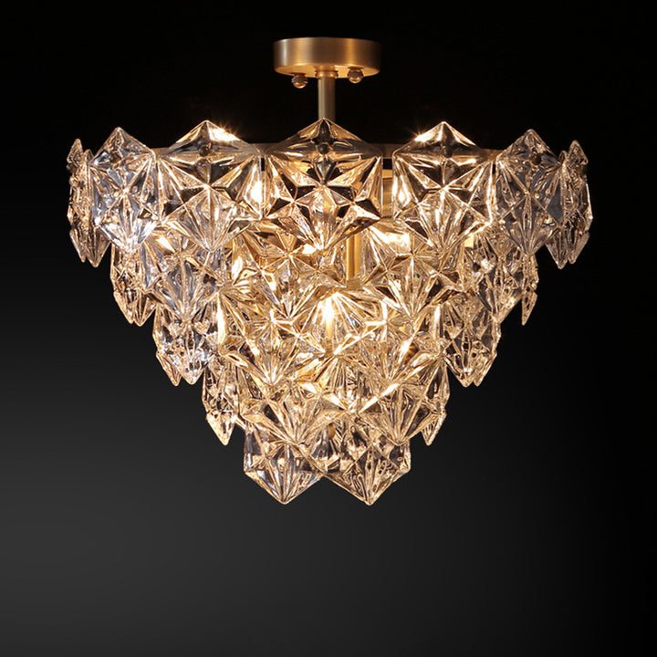 Modern Luxury Brass Crystal Glass Diamond Snowflake 6/7/10 Light Chandeliers For Bedroom